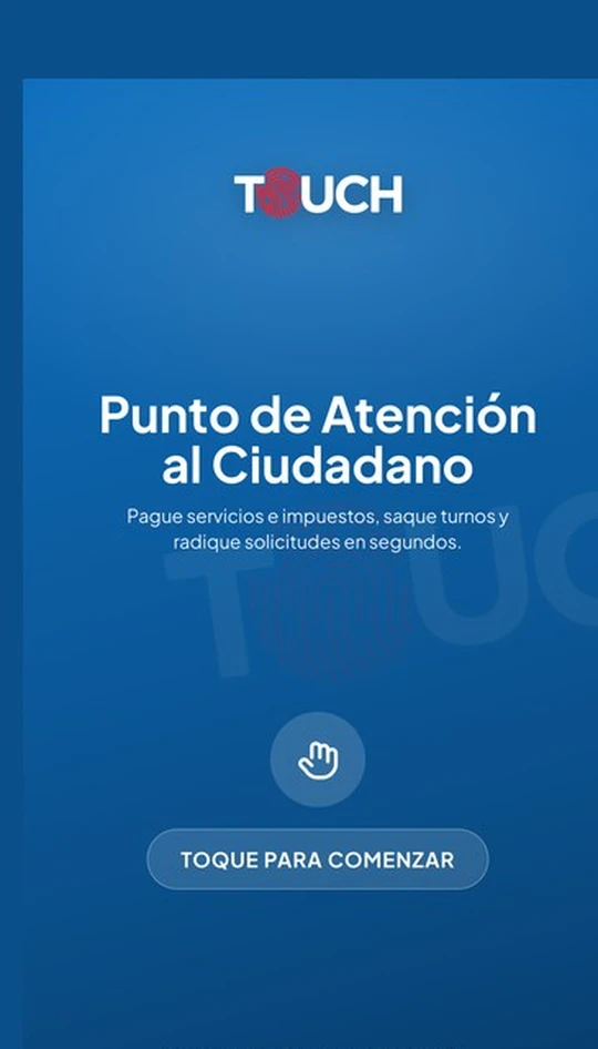 Pantalla 1 · Bienvenida · Toque para comenzar