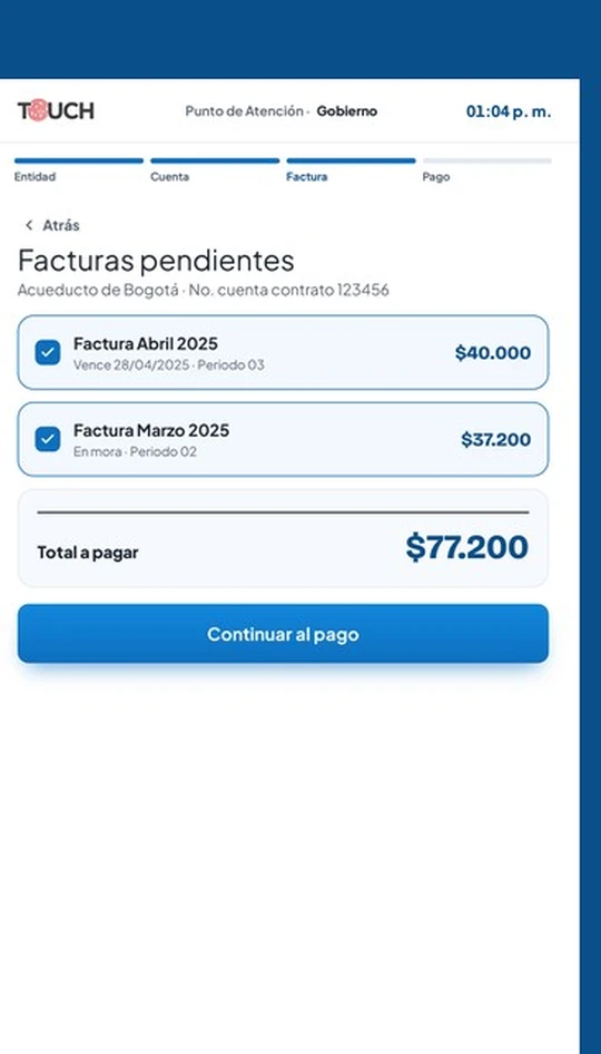 Pantalla 5 · Facturas pendientes